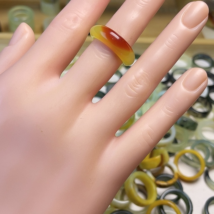 蛇纹石玉合金戒指16.8