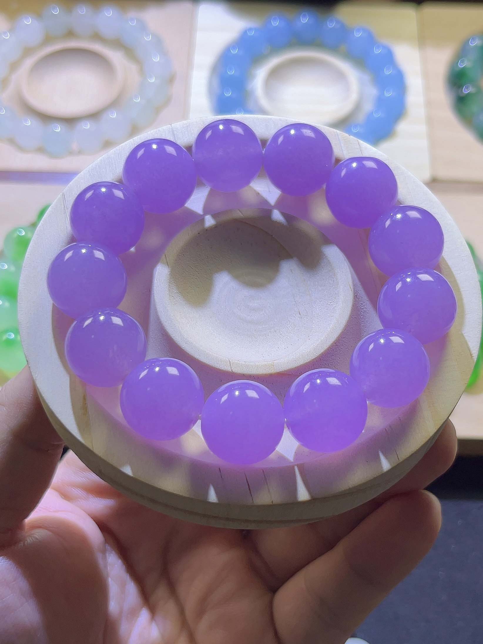 正品卡16MM缅A矿口高冰满紫珠子多样性发一（FS016)