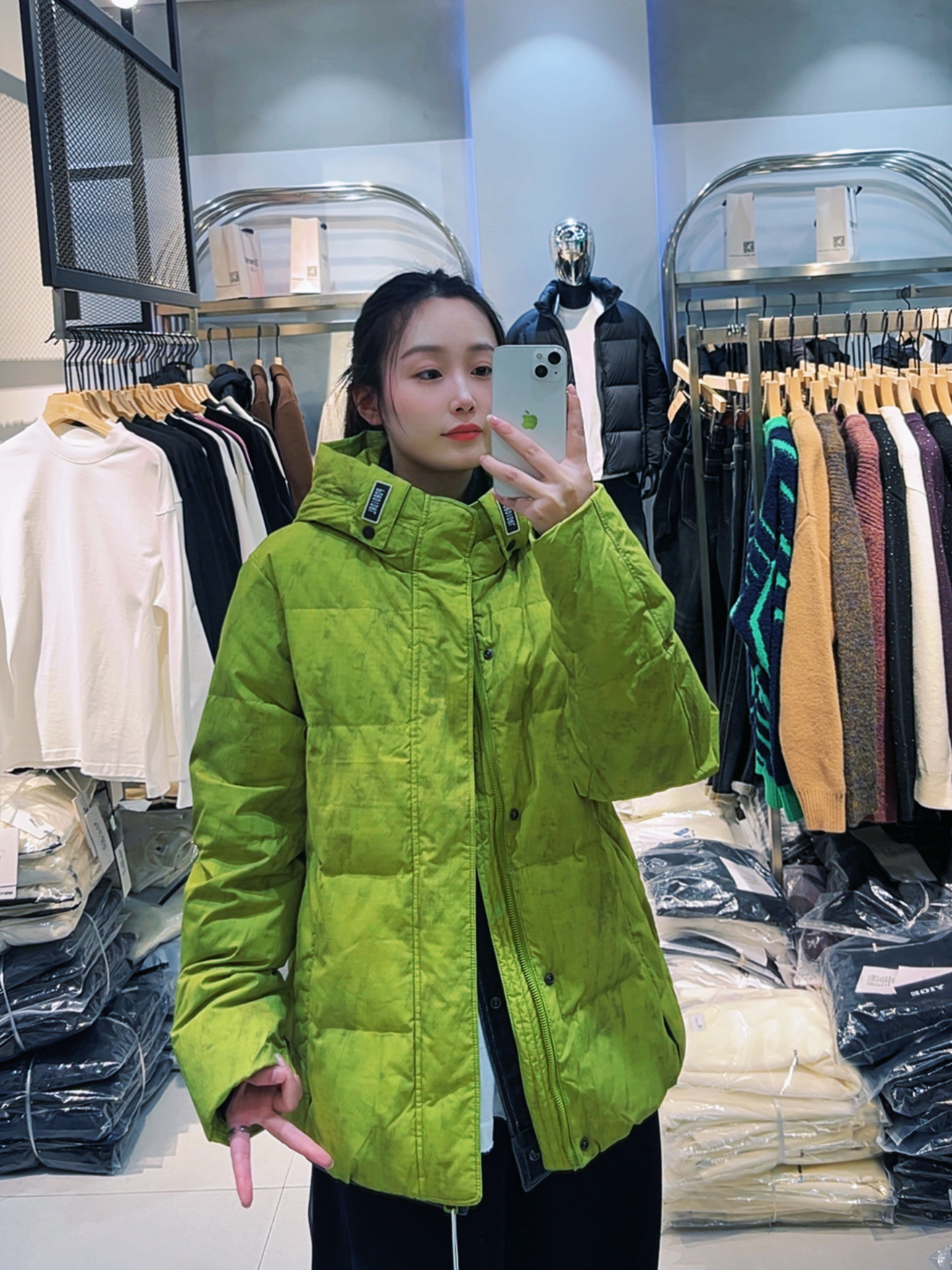 柒音速【连帽假两件牛仔拼接羽绒服】冬季男士保暖宽松外套