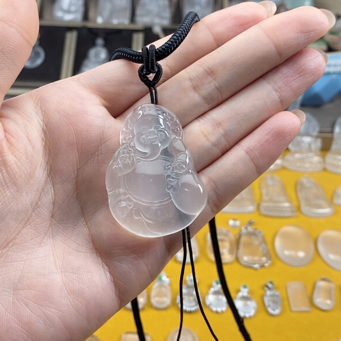 石英质玉天然玉石财神未镶嵌锋**产