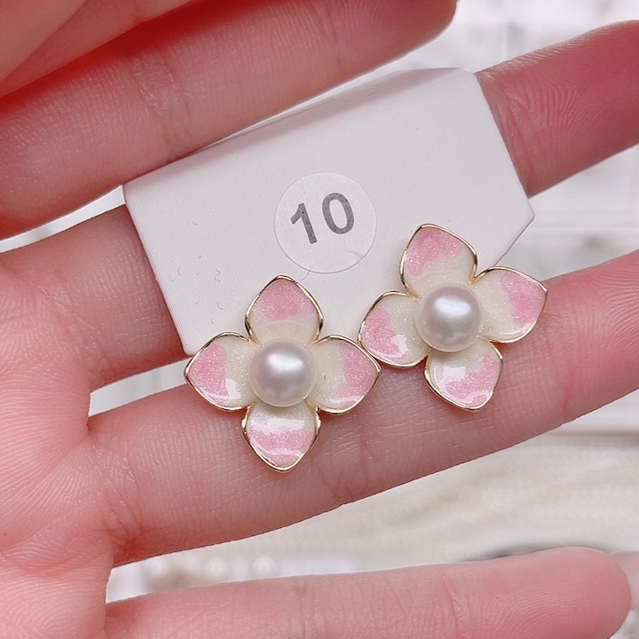 银S925镶嵌淡水珍珠耳饰