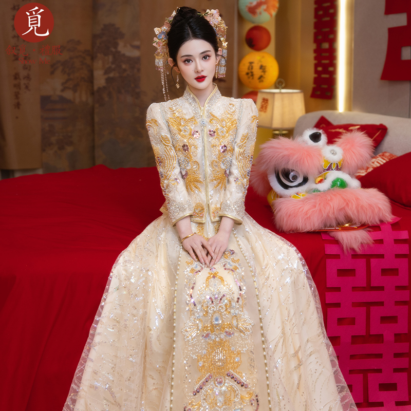 秀禾服新娘婚服2025新款结婚小个子中式轻奢嫁衣敬酒服出阁服重工