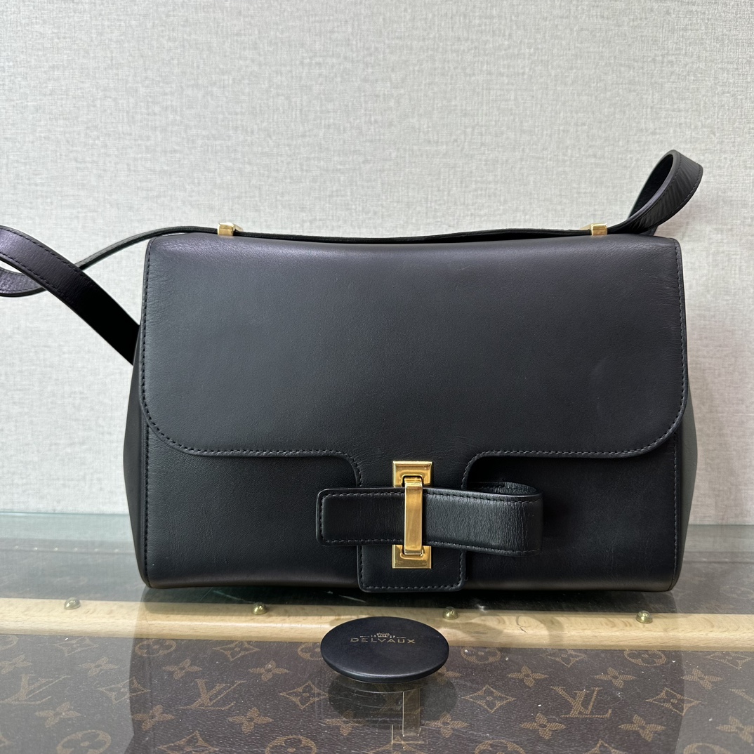 95新 Delvaux/德尔沃 Simplissime黑金单肩斜挎包 31178