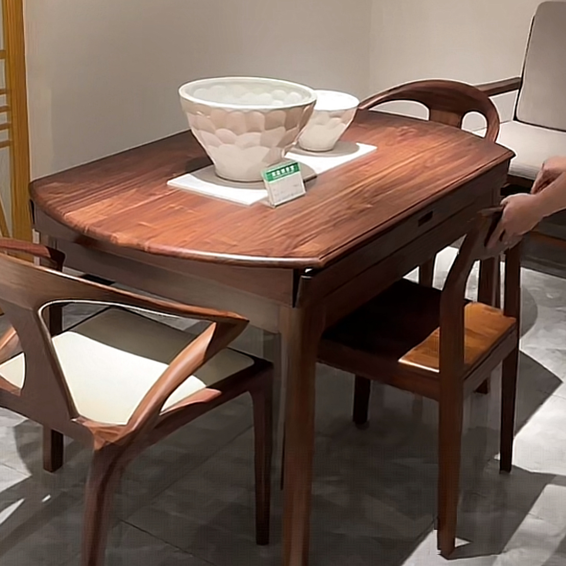 现代中古风大餐桌折叠