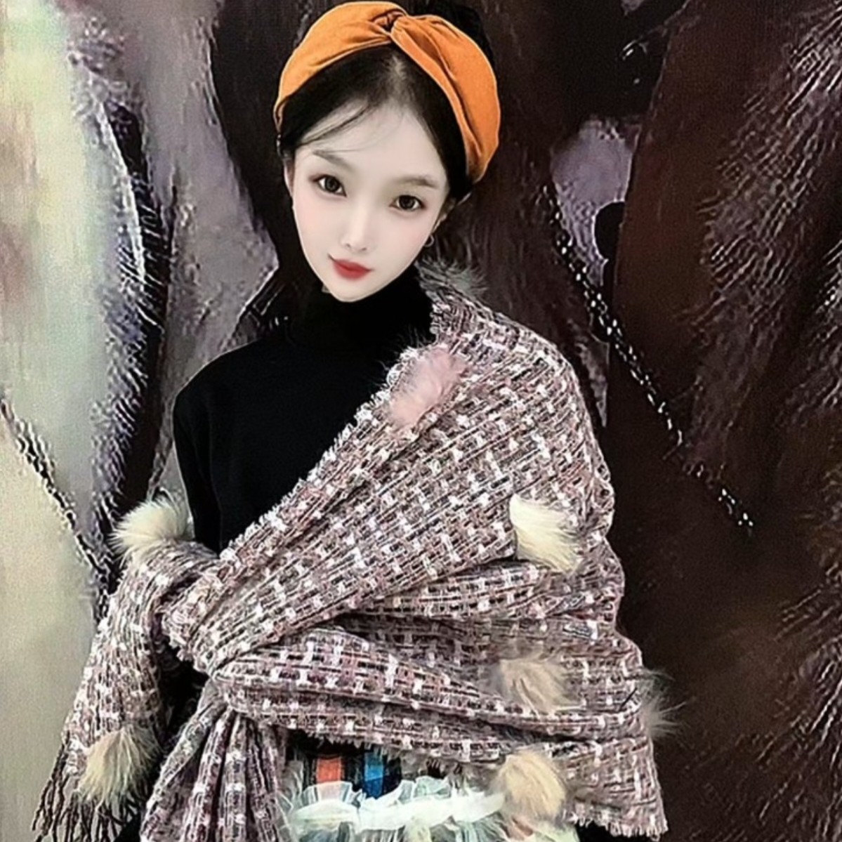 时尚民族风围巾百搭