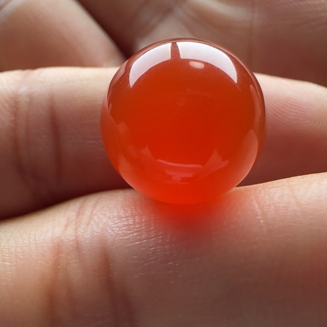 南红玛瑙未镶嵌圆珠13.8马牙白纹