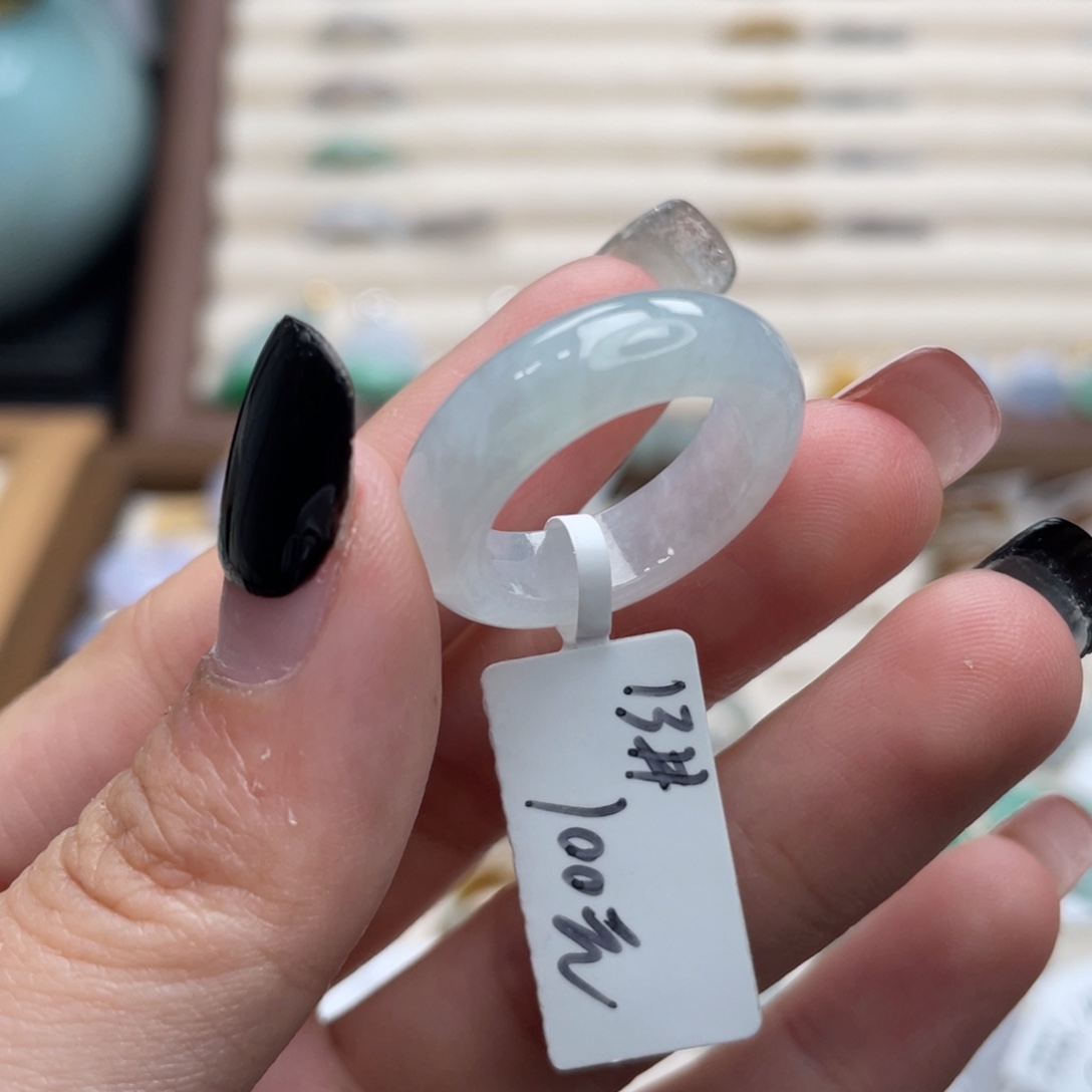 翡翠未镶嵌戒圈a23港圈13冰绿