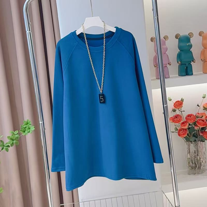 圆领中长款卫衣女秋季2025新款宽松休闲时尚百搭显瘦长袖上衣