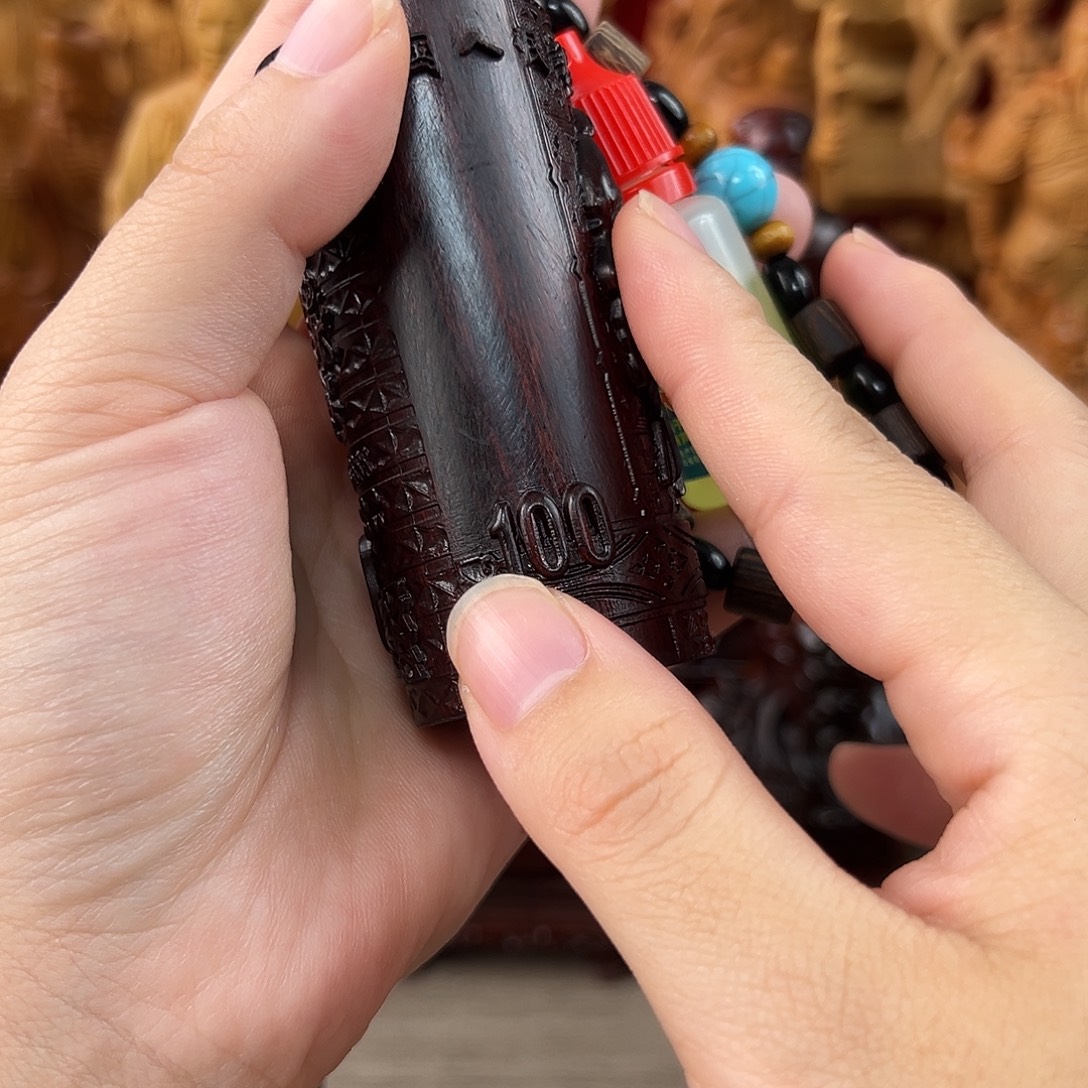 木4人紫檀木圆形手把