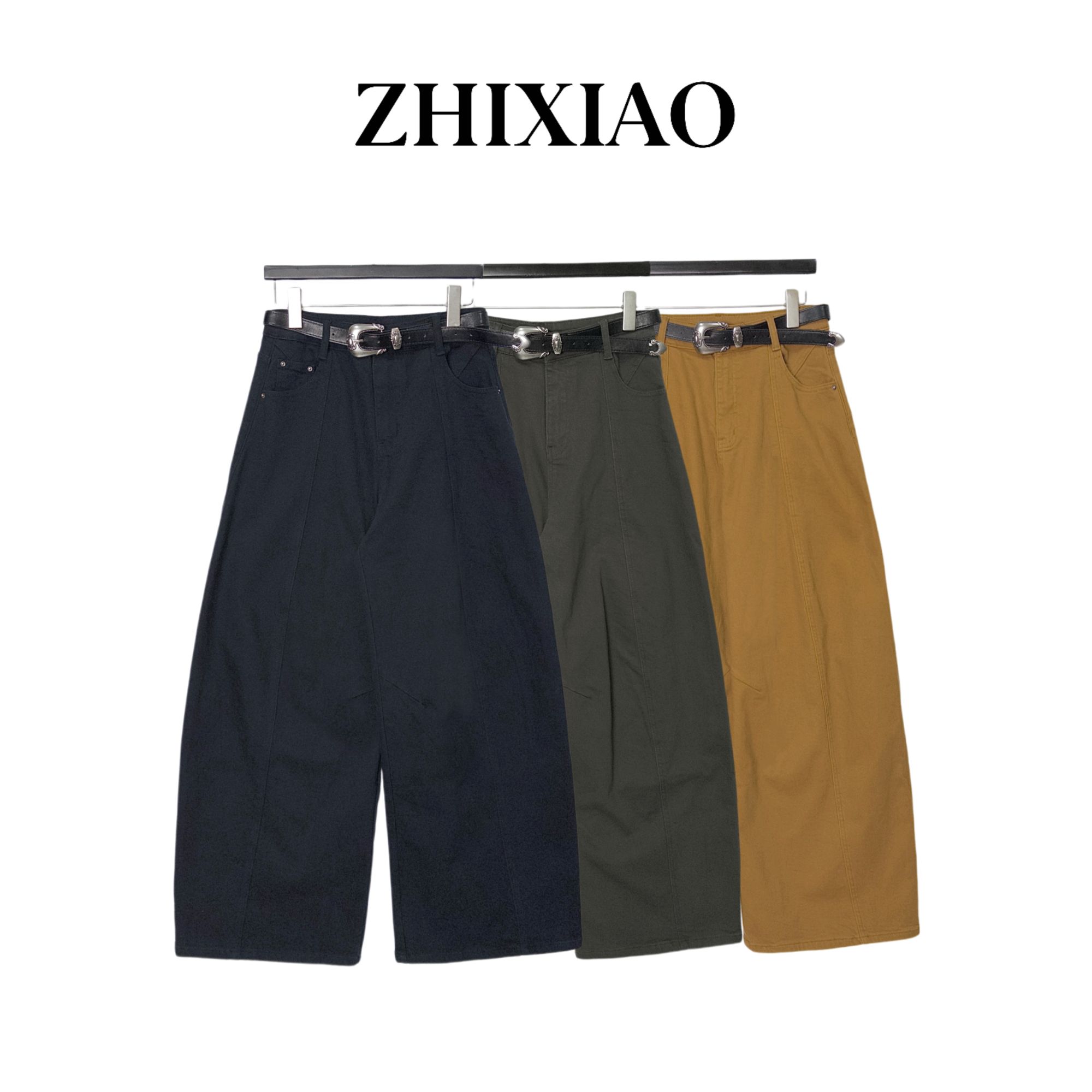 【ZHIXIAO】秋冬新款：加绒阔腿弯刀裤33620