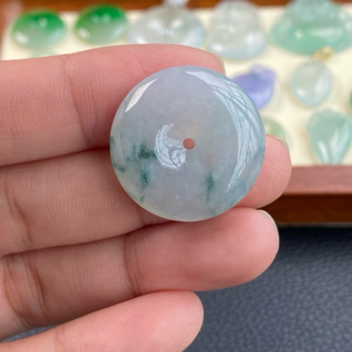 天然翡翠飘花平安扣