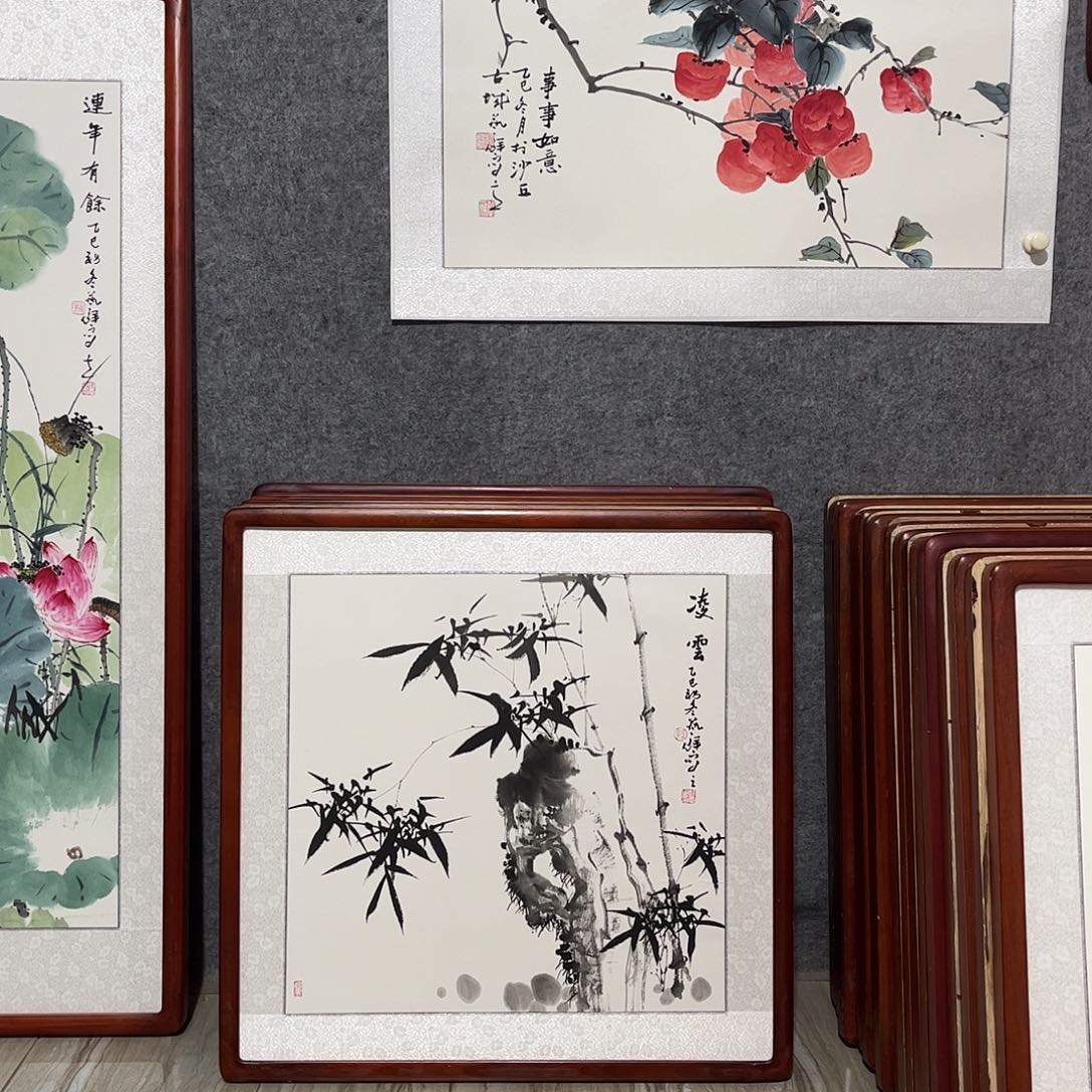 国画书画作品带框63×63