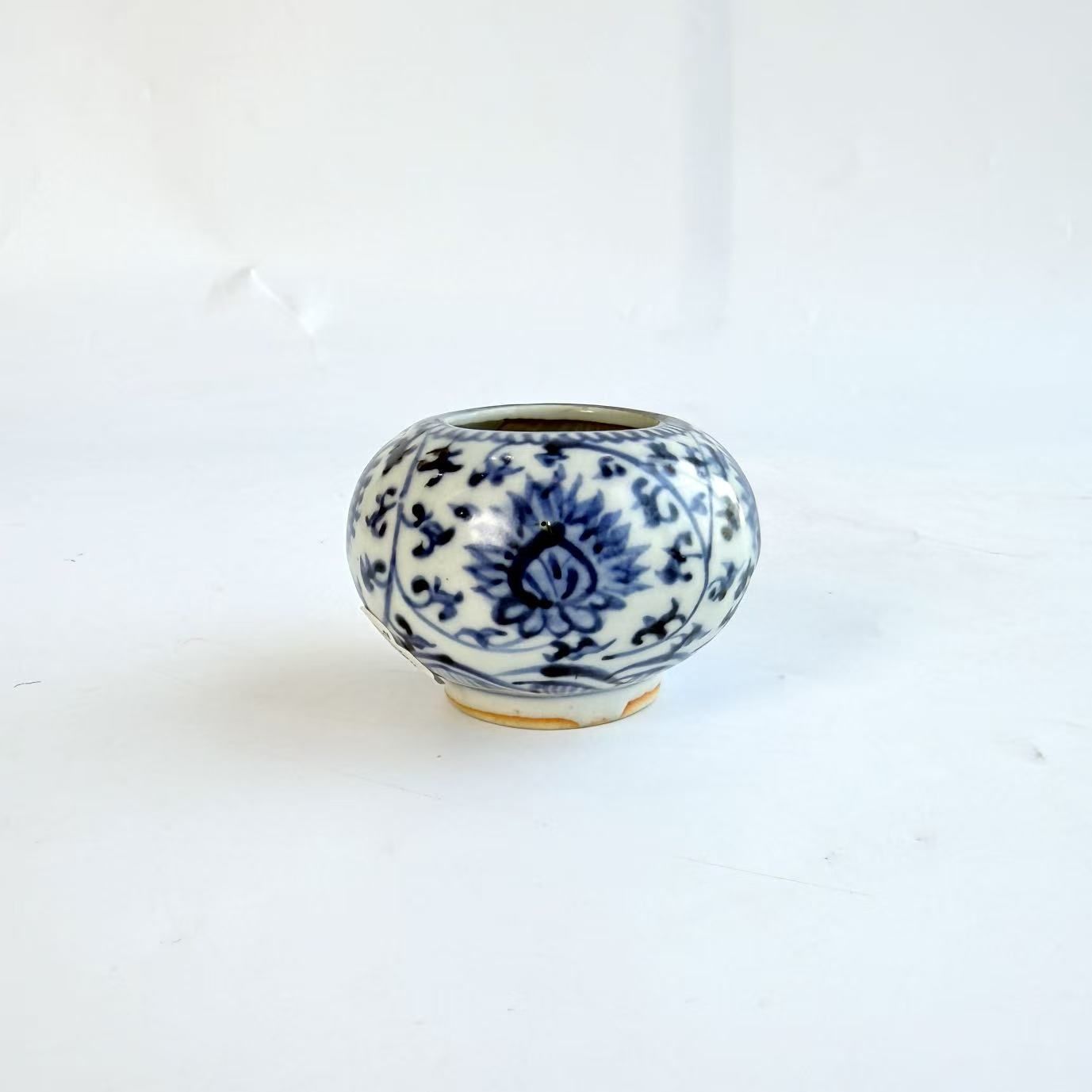 JM346明早期-青花花卉水盂【古董拍卖】