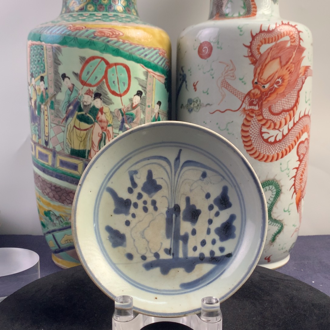 陶盘12969瓷器—青花兰花盘