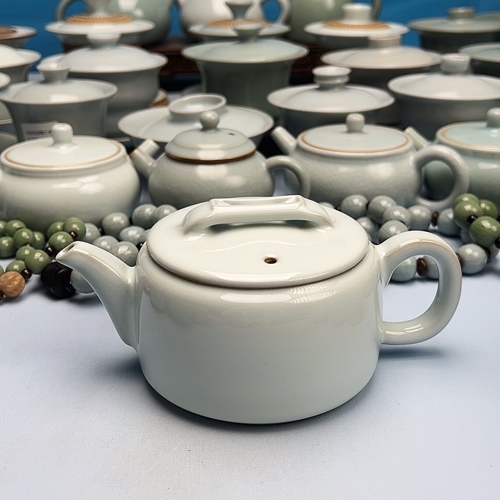 杯微微暇月白釉汗瓦壶原矿原釉原产地