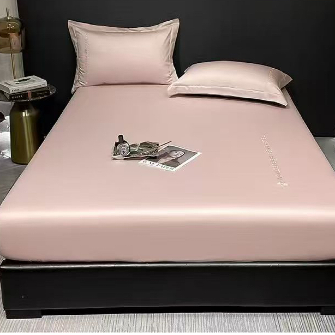 长绒棉刺绣床笠120*200微瑕～H557（香叶粉）