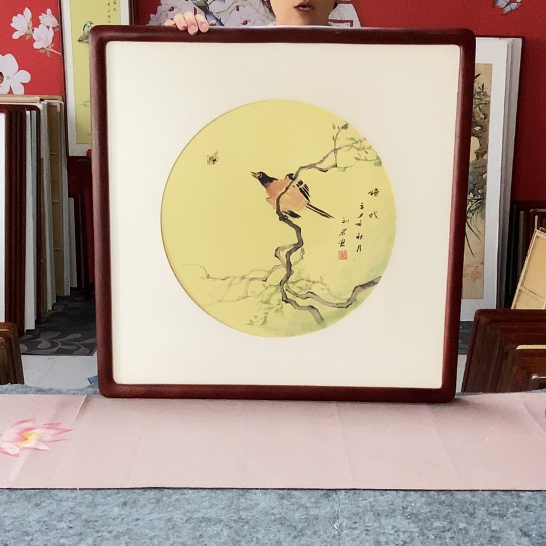 国画手写手绘国画作品带框