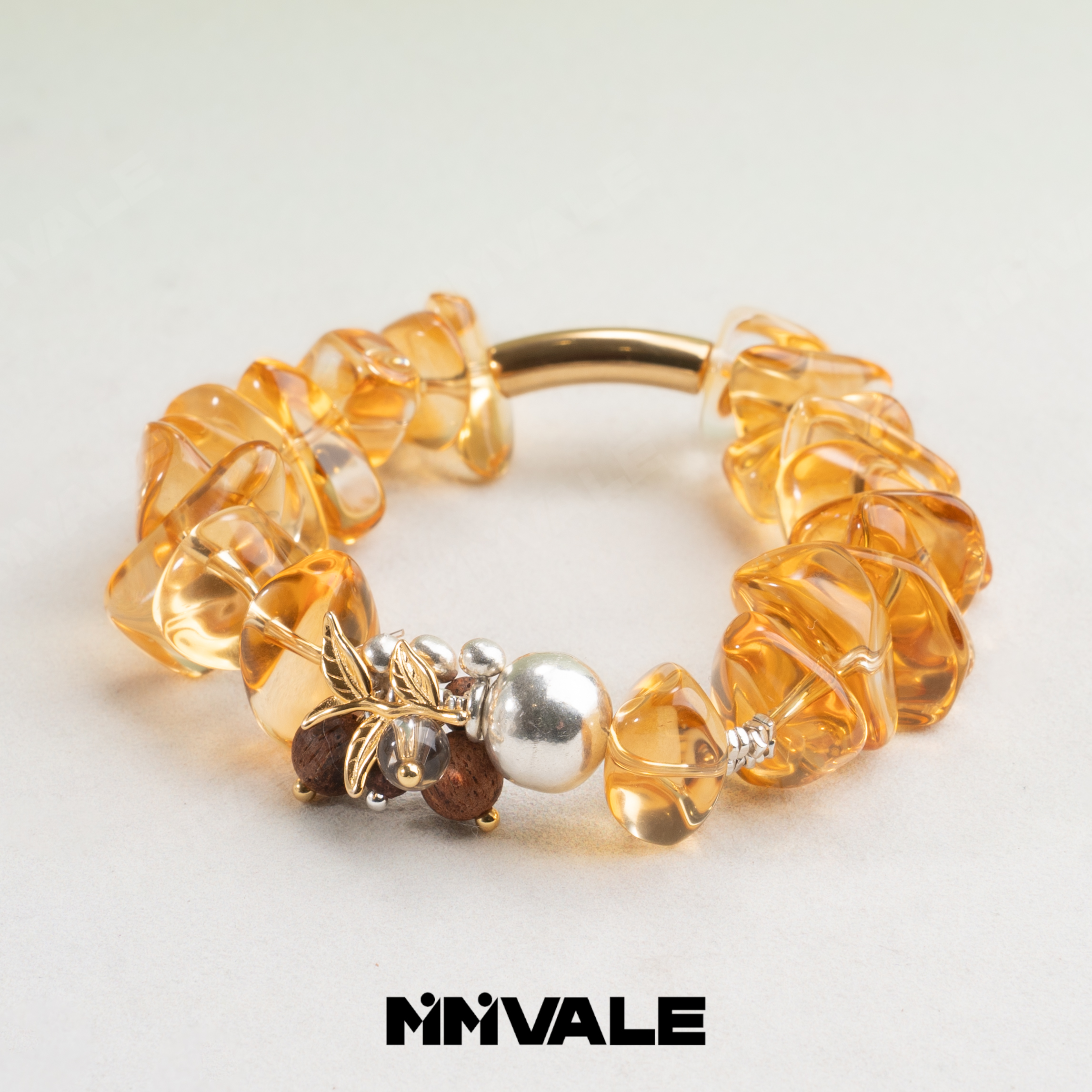 秘密山谷【发财树】原创"顶级蜂蜜金“暴力黄水晶降真香手串MMSG8919