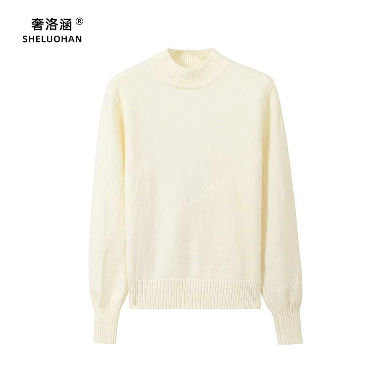 粗针加厚安迪绒打底衫毛衣女秋冬纯色宽松简约百搭套头圆领针织衫