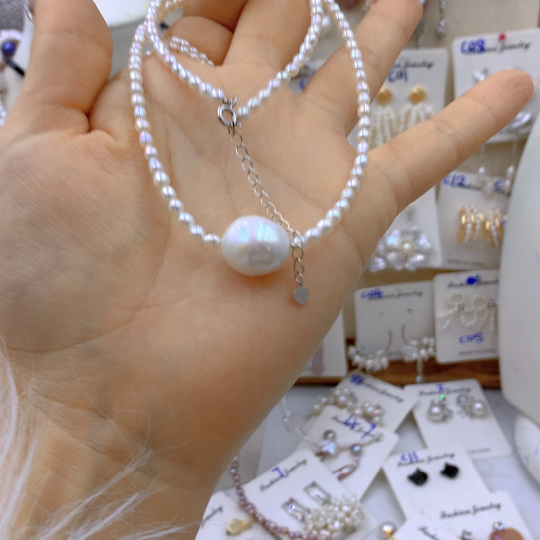 淡水珍珠耳饰银S925镶嵌