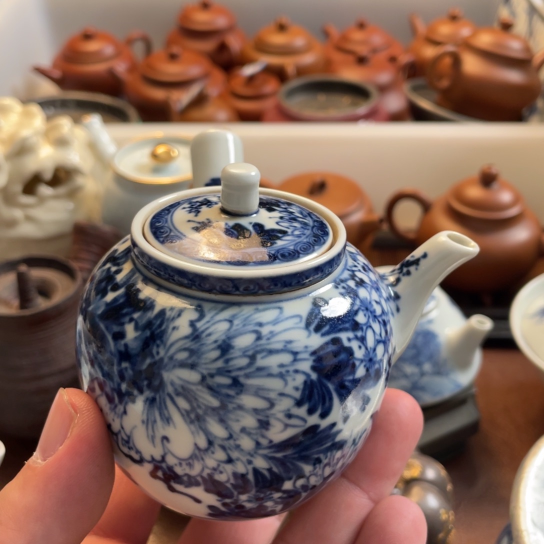 菜***谭瓷片核桃两个球核桃两个球茶壶