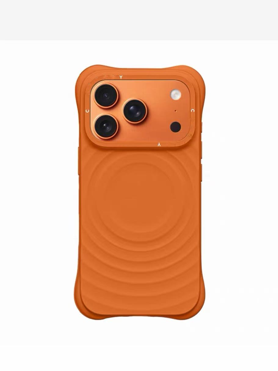 caseti同款橙色波漾壳液态硅胶磁吸功能防摔适用iPhone17pro/17pm