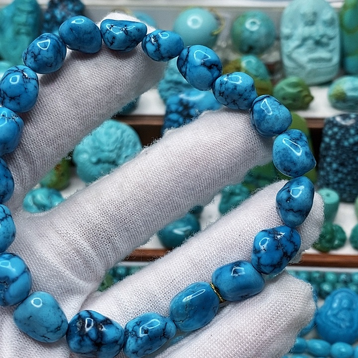 @***g绿松石未镶嵌天然原矿 地大质检