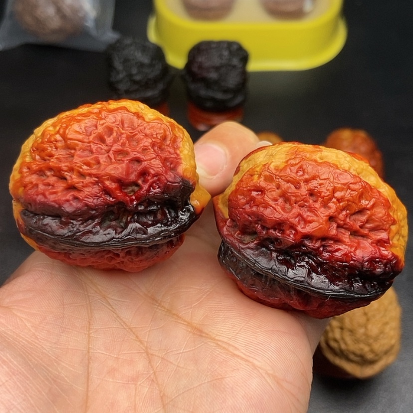 【闪购商品】把件文玩核桃42尺脑纹金蟾