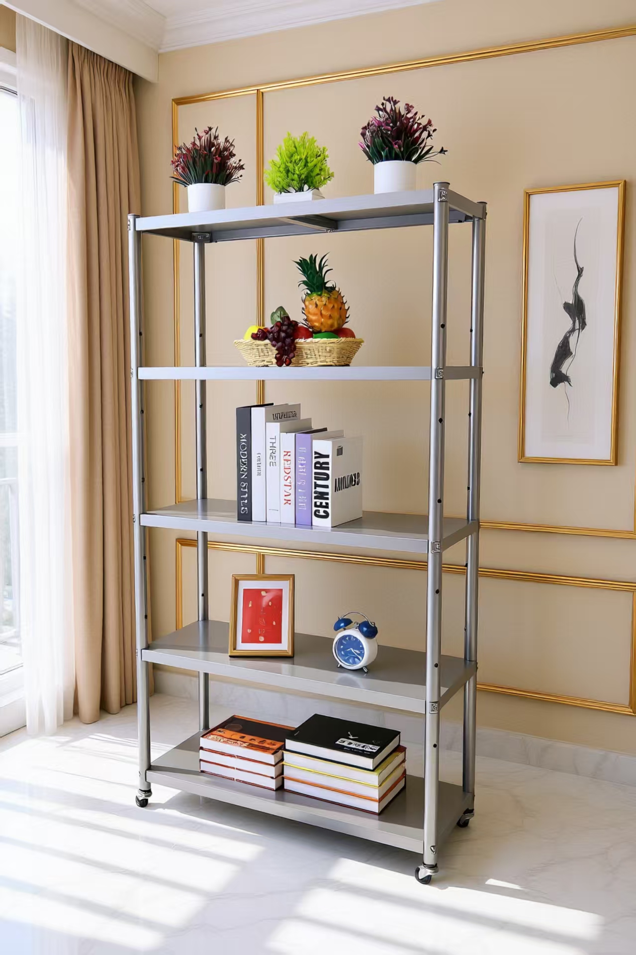 【清仓】100*40厨房多功能客厅落地式收纳家用置物架(送轮子）