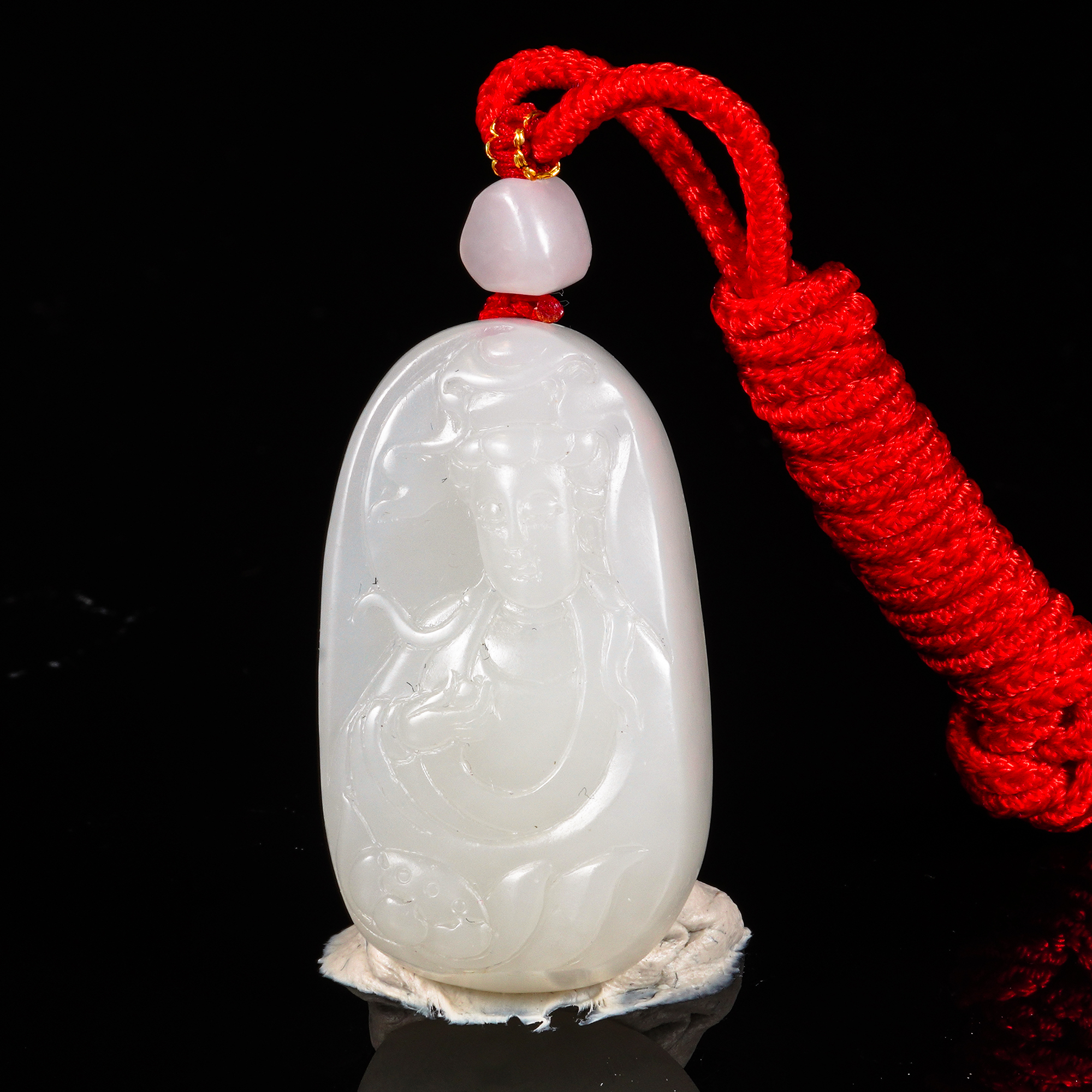 LOT.006和田白玉观音像/X1475