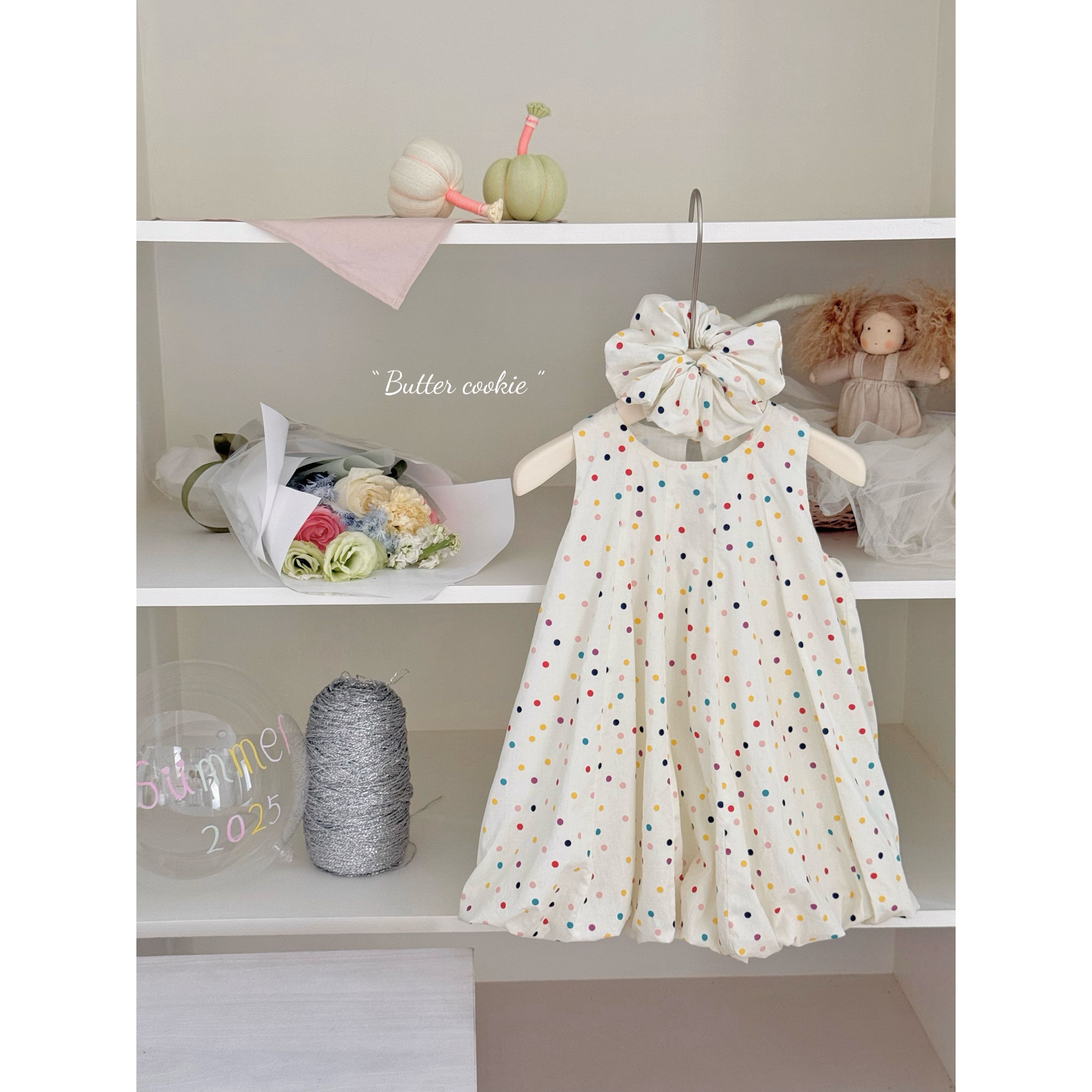 SY-68086-儿童时尚洋气百搭彩点花苞裙送发圈连衣裙（夏款）