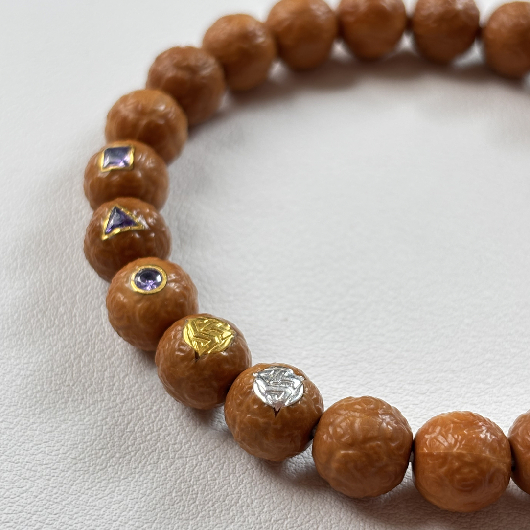 YSH九紫麒麟金银双标3钻宝猴头核桃手工雕刻