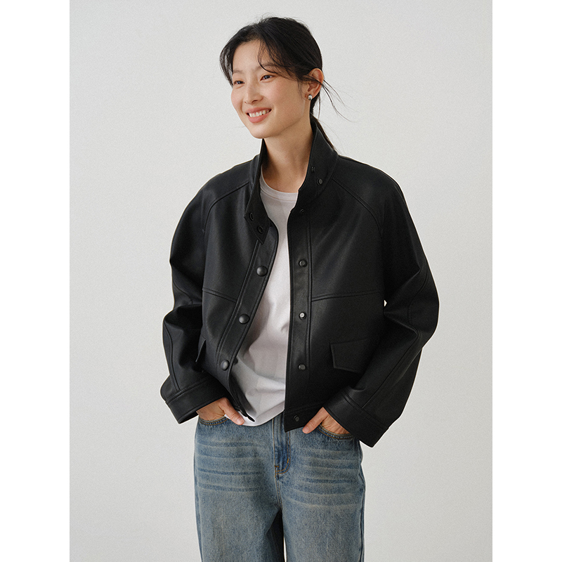 素典年中清仓【1587】复古皮衣外套短款宽松小个子机车PU夹克上衣女