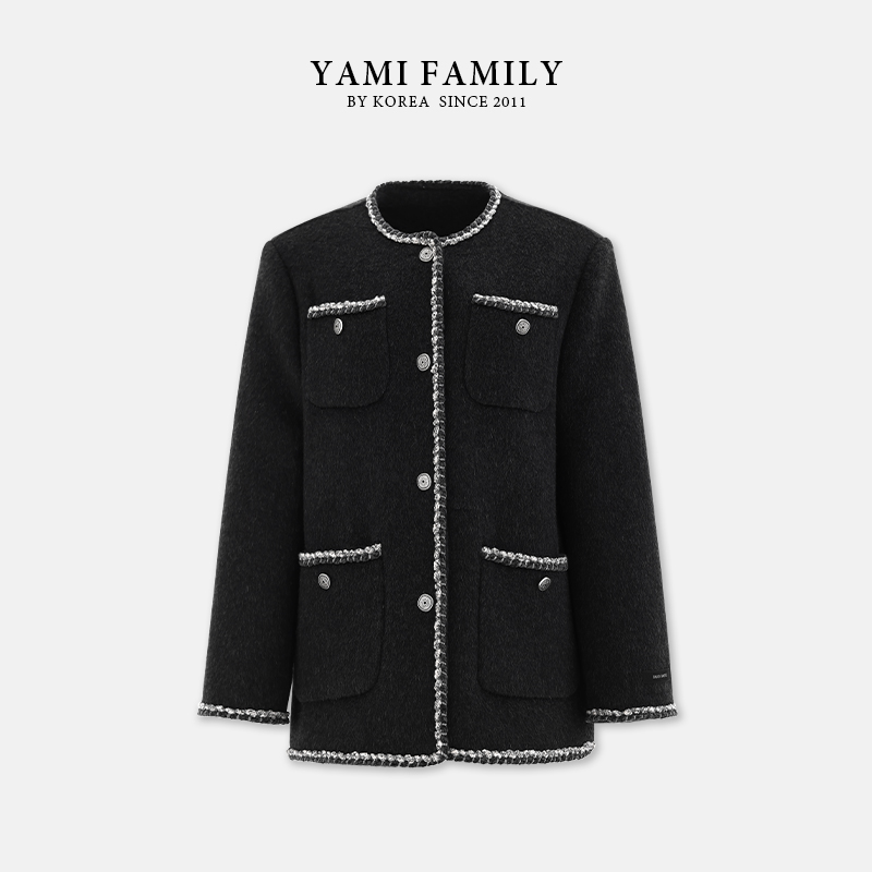 大连亚美 【小香风】YM 85233 气质短款时尚设计师秋冬双面羊毛大衣