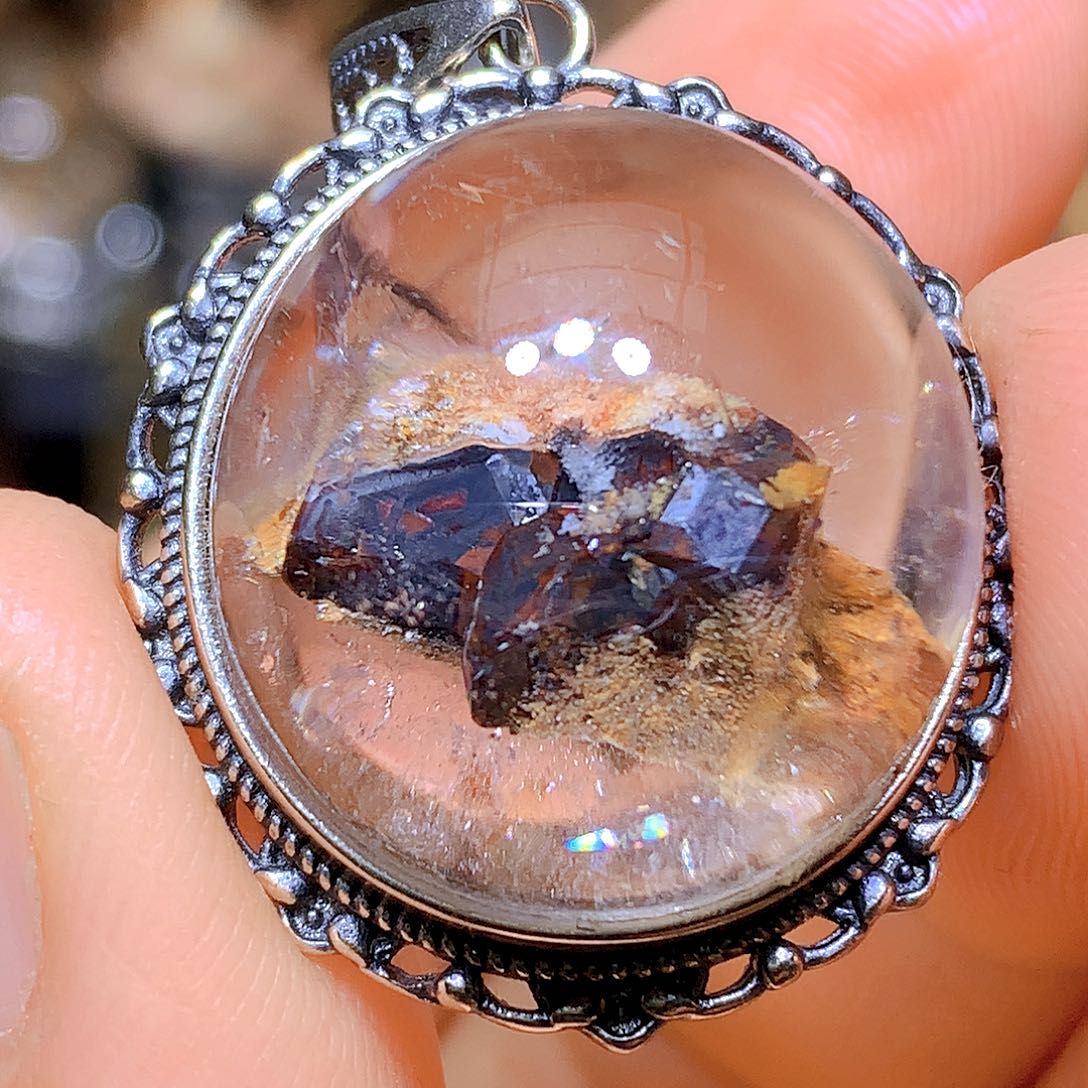 吊坠银S925镶嵌水晶天然水晶