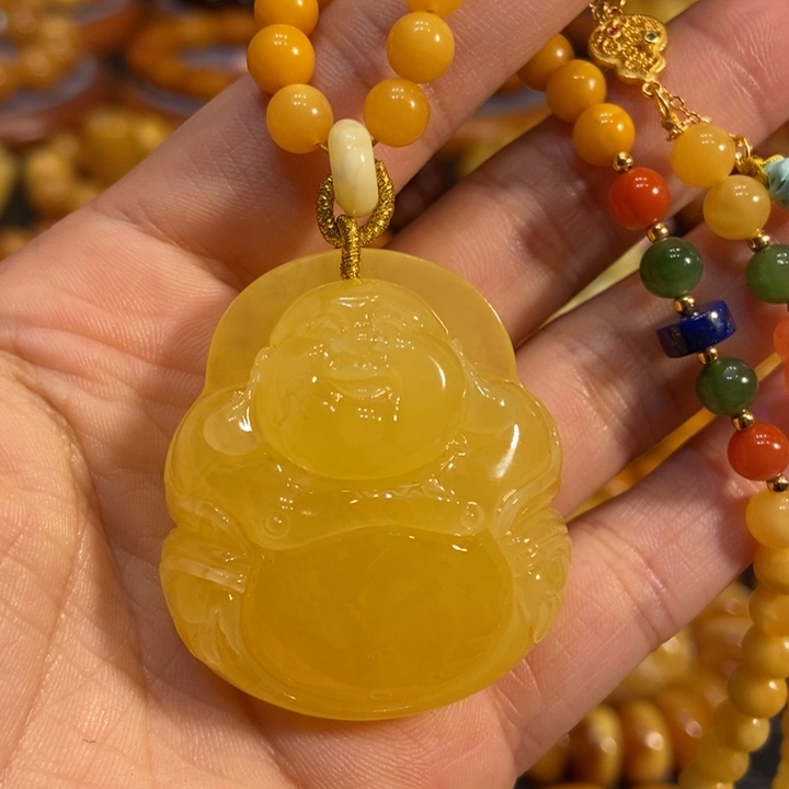 琥珀颈饰未镶嵌蜜蜡