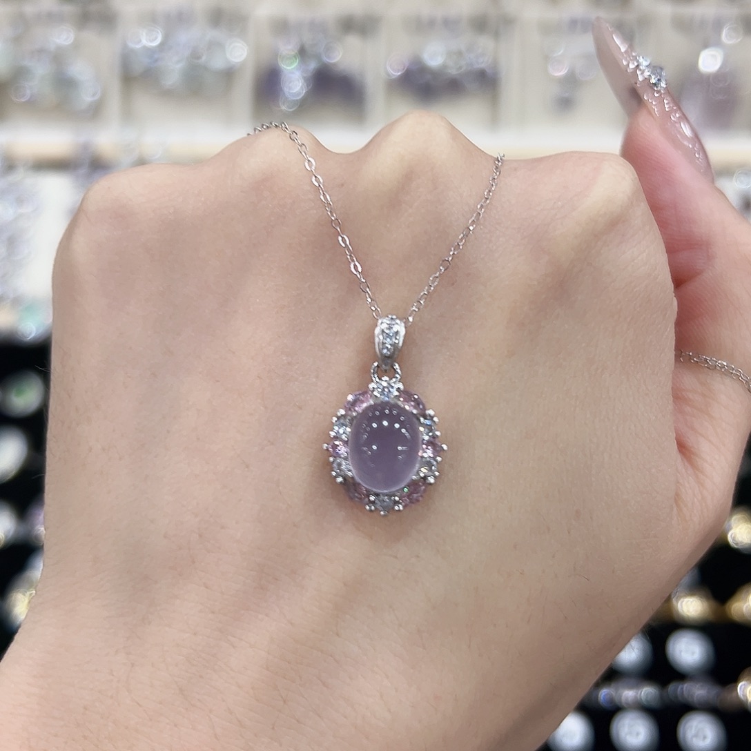 萤石银S925镶嵌吊坠