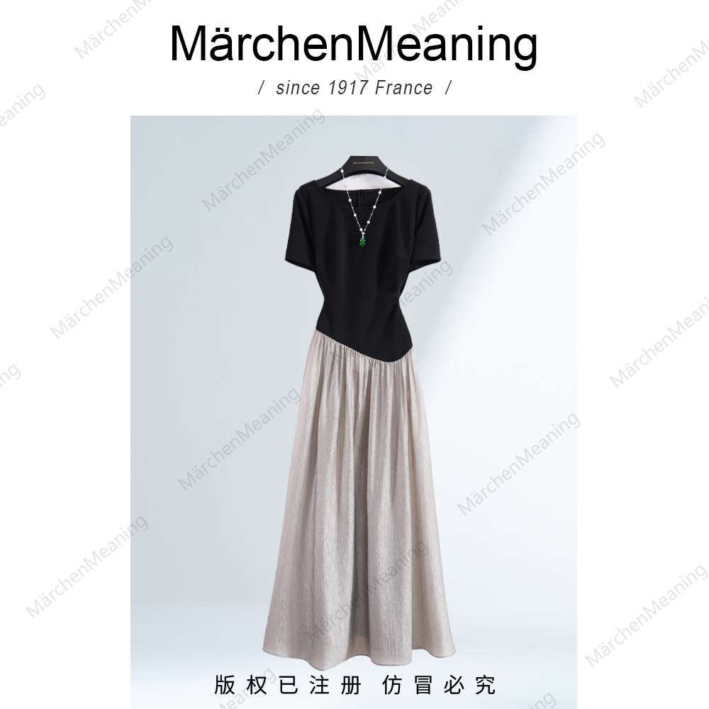 高级定制拼接连衣裙百搭显瘦女装设计师款静静-L52391