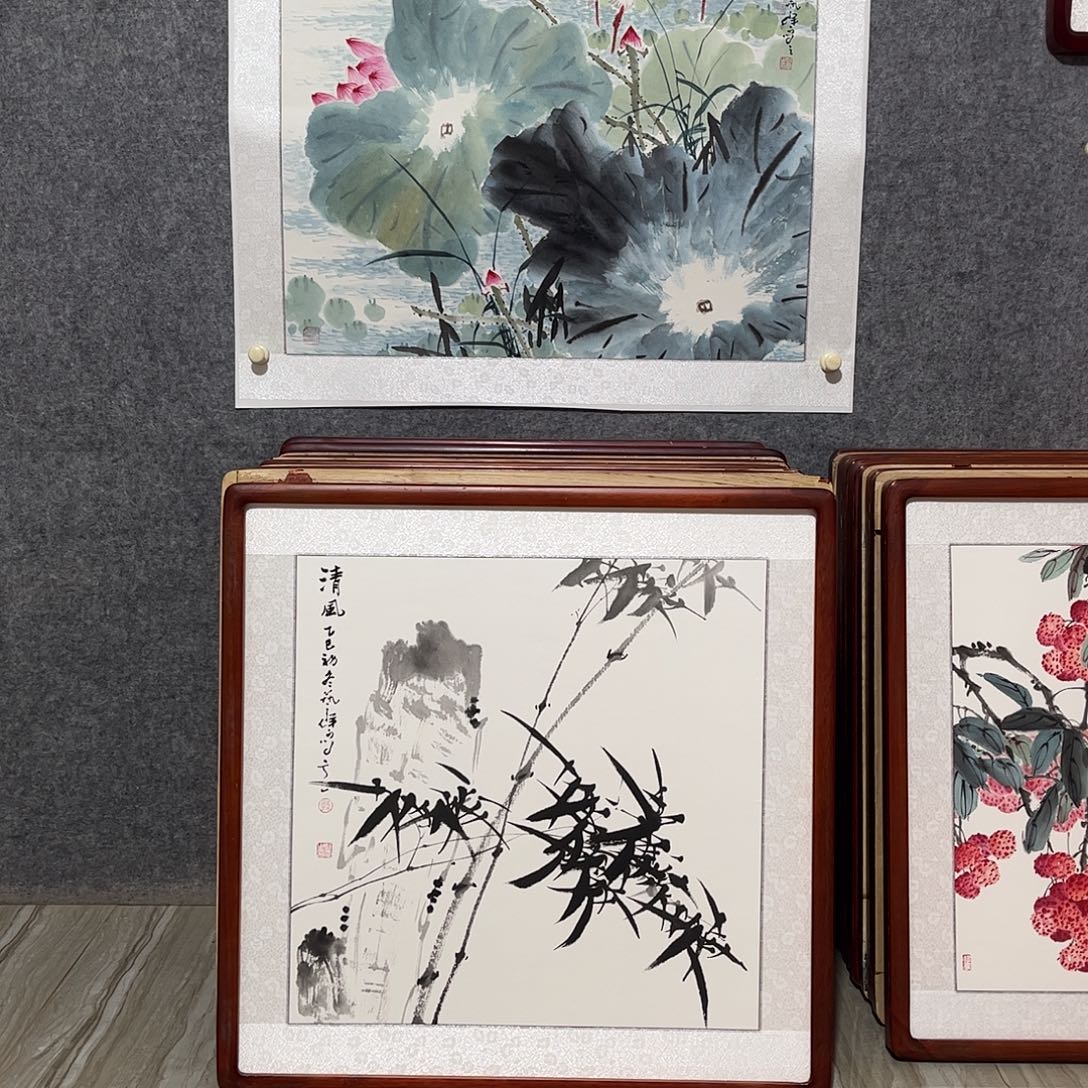 国画书画作品带框63×63