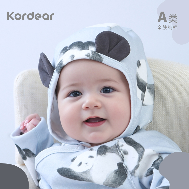 婴儿帽子双层纯棉新生儿护囟门帽新生儿护耳帽包头帽
