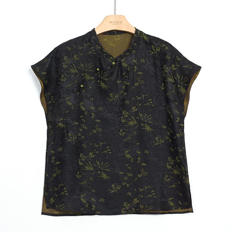 锦月丝府花萝提花桑蚕丝无袖上衣JUY81133-1（26）