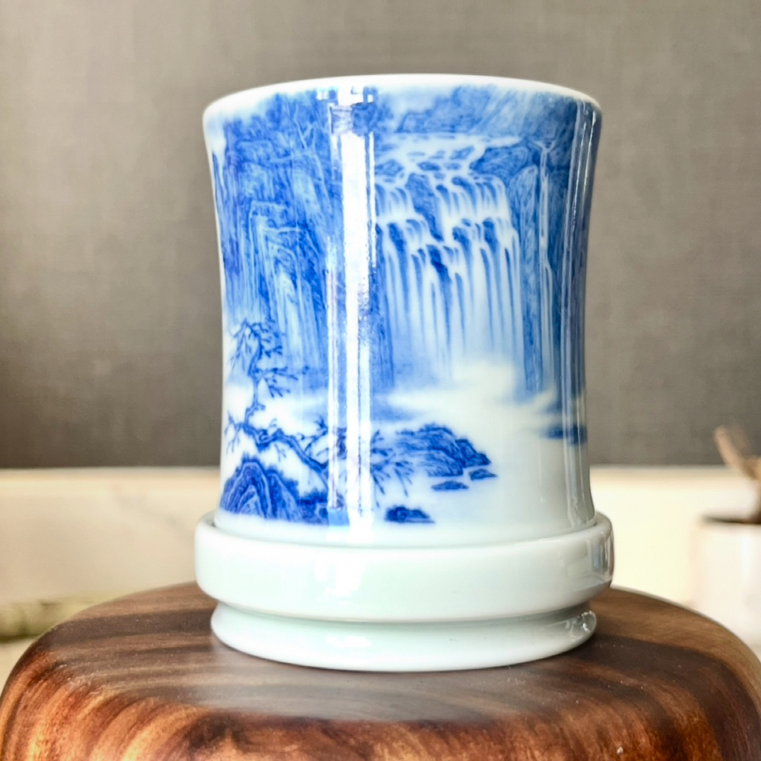 精工山水转转杯纯手工手绘，容量80