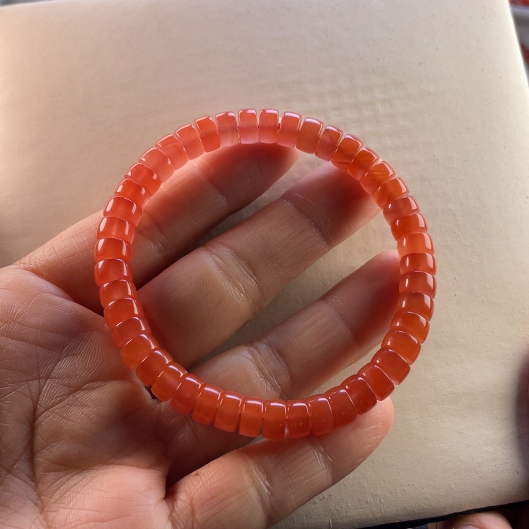 南红玛瑙珠宝奇石未镶嵌保山药片手串尺寸7.5mm