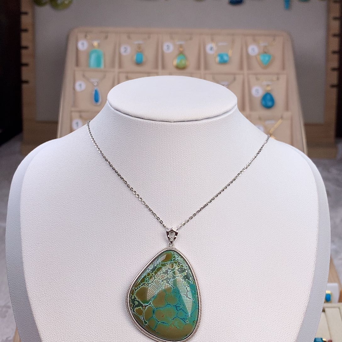 绿松石颈饰银S925镶嵌