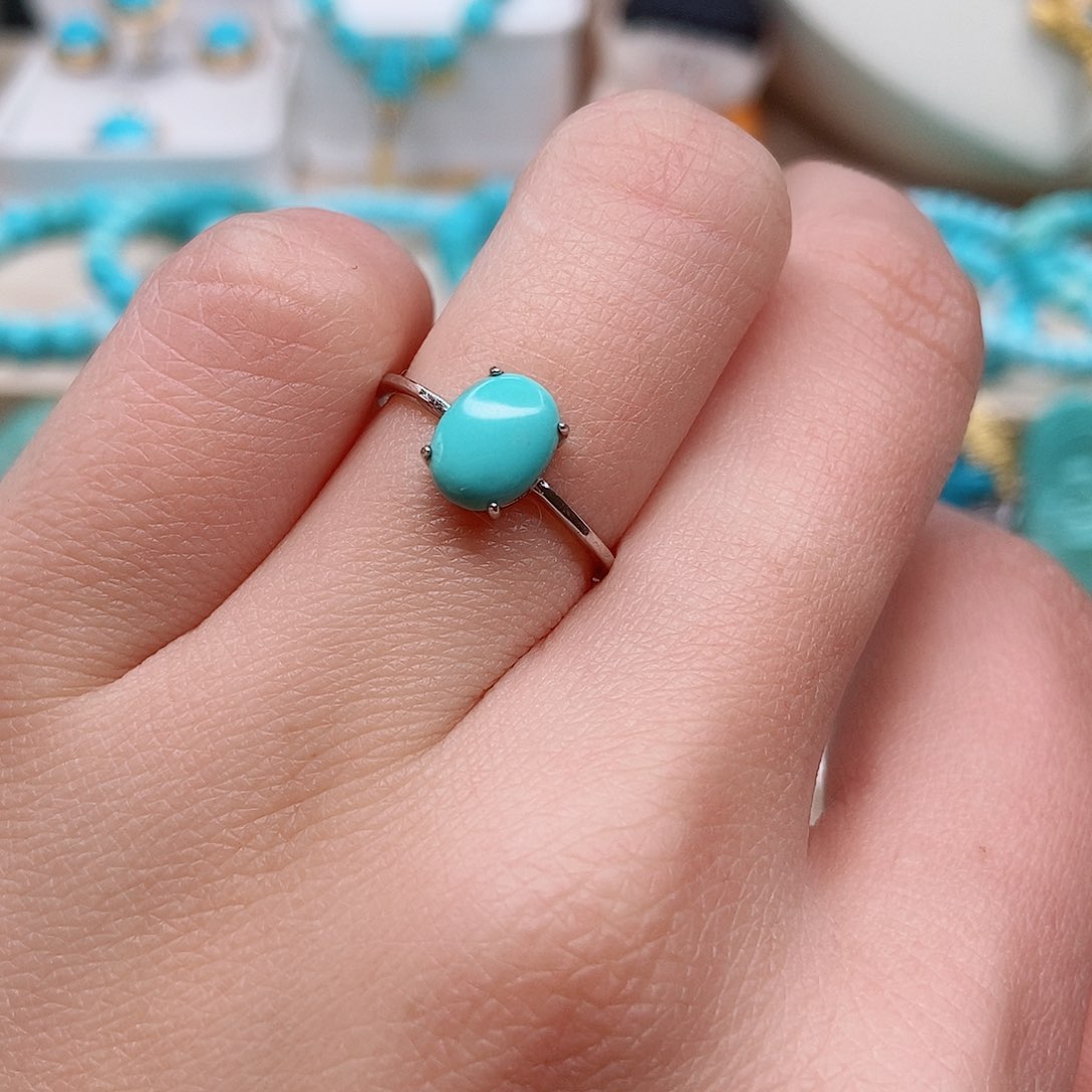 绿松石戒指银S925镶嵌