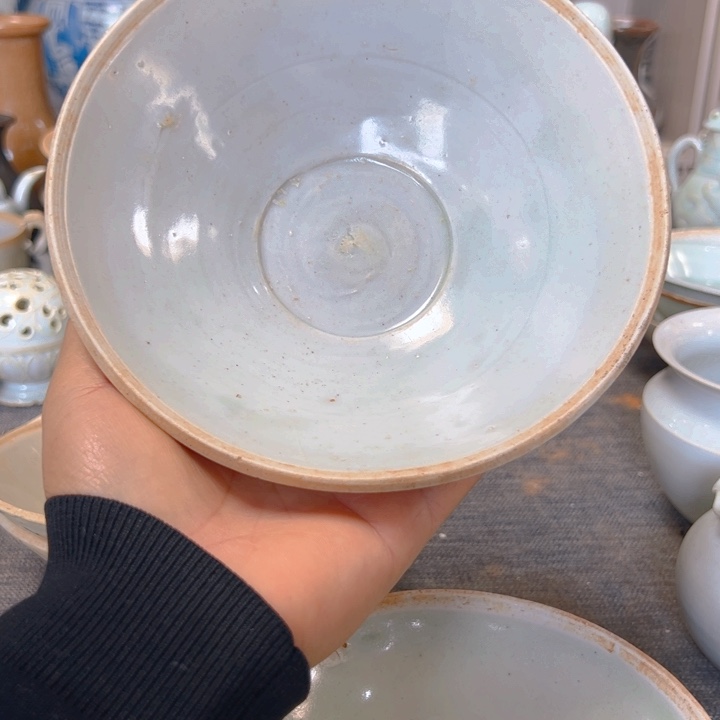 盖碗瓷**长影青碗完整不包邮