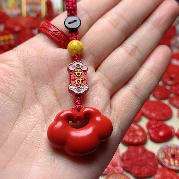 天然辰砂工艺品朱砂钥匙扣