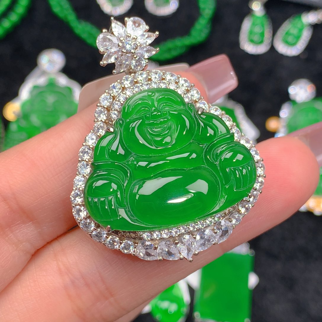 翡翠吊坠(不含链)银S925镶嵌