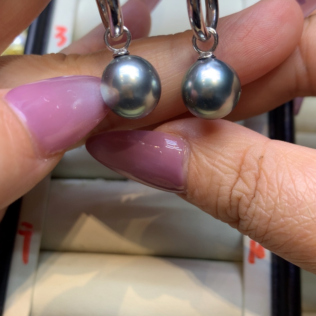 银S925镶嵌耳饰海水珍珠