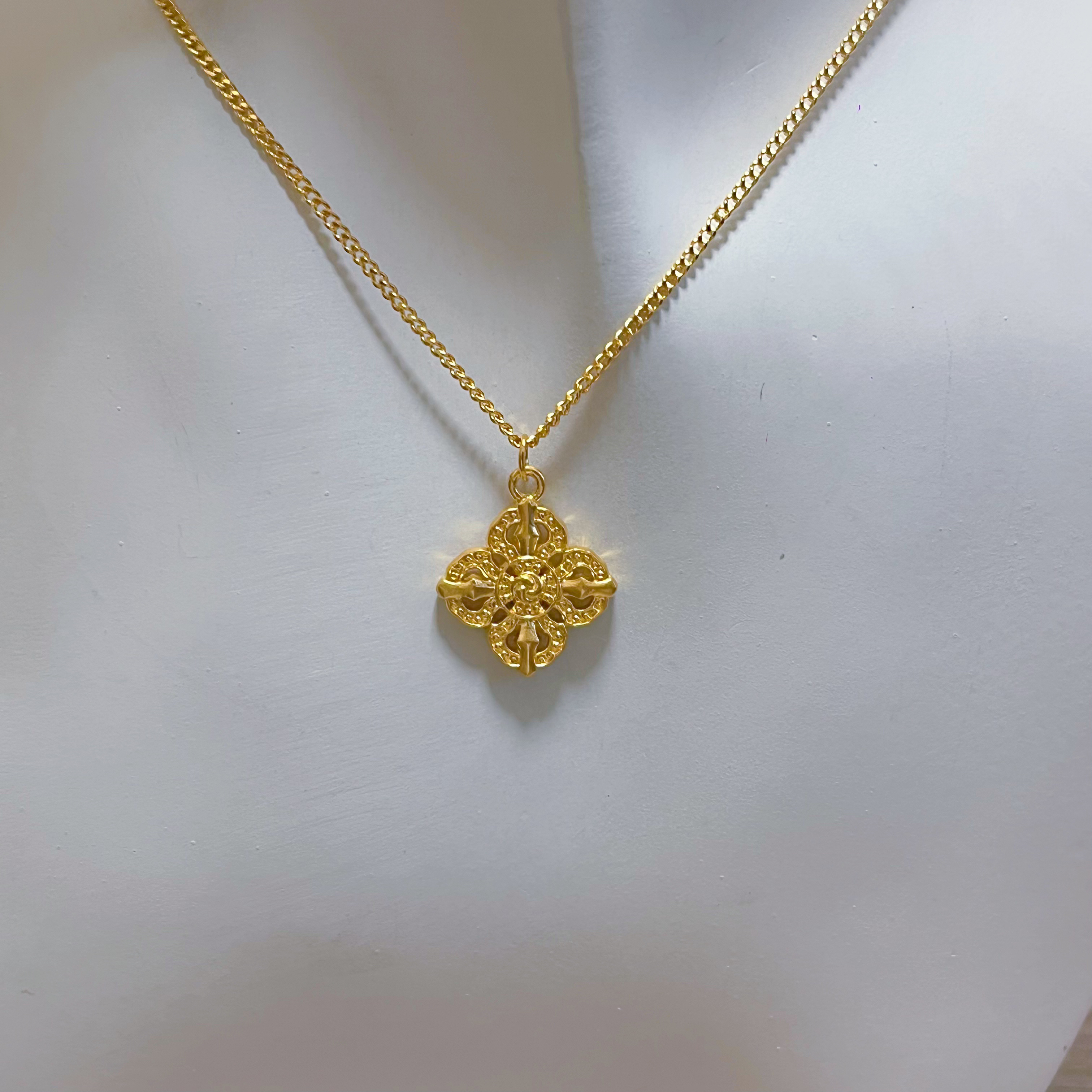 足金999十字金刚杵套链中古时尚国潮黄金
